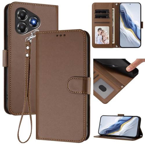Pzwoxukhov Compatible with ZTE Blade A36 Case Cover,Compatible with ZTE Blade A36 Phone Case,Solid Color flip Shockproof Case Cover Brown