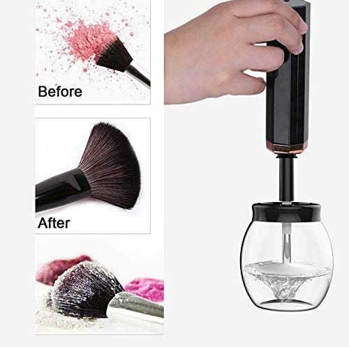 Makeup Brush Cleaner and Dryer Electric Cosmetic Brush Cleaner Machine Automatic Brush Cleaner Spinner Deep Wash and Dry fast with 8 Rubber collars for Most Cosmetic Brushes TecTake