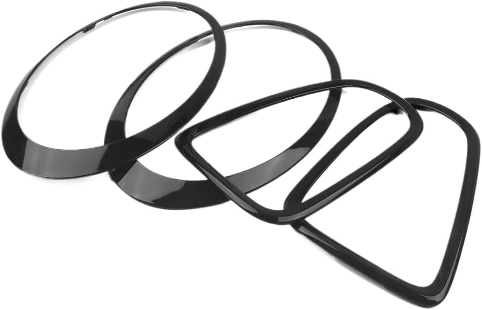 Exterior Front Head Lamp Light Cover Frame With Grille Grill Rim Strip Trim Compatible With R55 R56 R57 2007-2013 Base Version