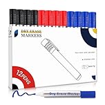 maxtek Whiteboard Pens, 12pcs Whiteboard Markers 3 Assorted Colours Black Blue Red Dry Erase Pens for Office, Schools, Home, Bullet Tip Dry Wipe Pens