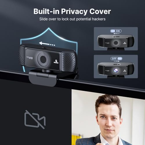 Image of NexiGo 1080P 60FPS Webcam with Software Control and Microphone, AutoFocus, w /Privacy Cover, N680P Pro Computer Web Camera for Skype Zoom Teams, Mac PC Laptop Desktop