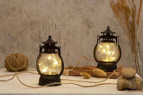Image of Satyam Kraft 2 Pcs Flameless and Smokeless Acrylic Antique LED Lantern Hurricane Lamp and Wall Hanging Led Candle Light Holder for Home,Wedding,Living Room,Decorations Valentine(Yellow) (Color 9)