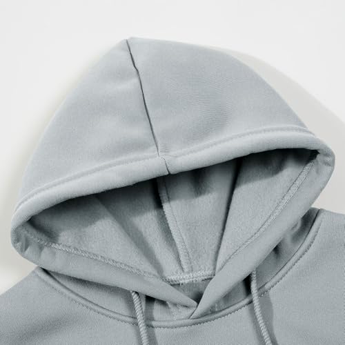 Boys Hoodies 2 Piece Outfit Fall Workout Long Sleeve Oversized Preppy Pullover Tops Sweatpants Set (Grey, 12-13 Years)3