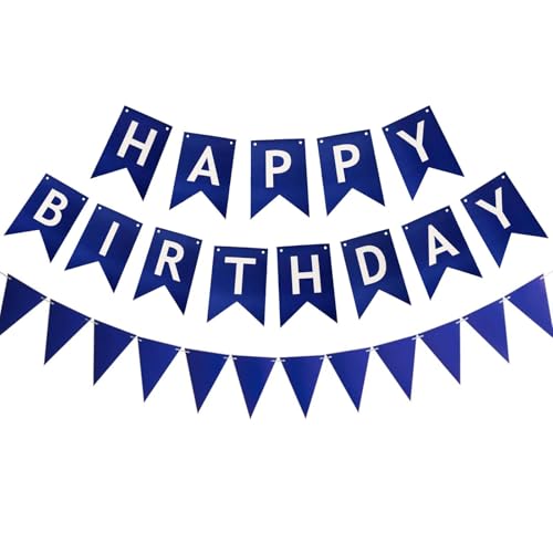 Image of ZHENGYE Happy Birthday Banner Sign Decoration Triangle Banner Birthday Party Decoration Supplies(Blue)