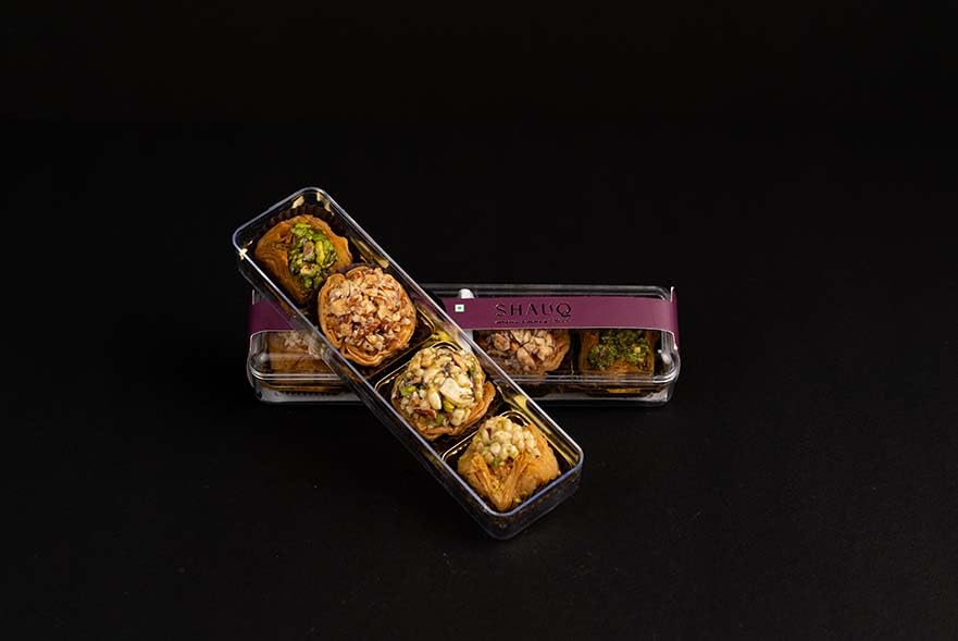 Image of SMOOR SHAUQ Baklava Box 88g | Pieces of 4 Artisanal Turkish Delight | Assorted Sweets | Perfect for Wedding, Birthday, Anniversary, Gifting & Snacking