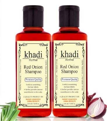 Khadi HerbalHerbigiri Red Onion Shampoo For Fresh, Strong and Shining Hair Hair Fall Control, Hair Strengthening | Paraben Free, Natural (210 ML)