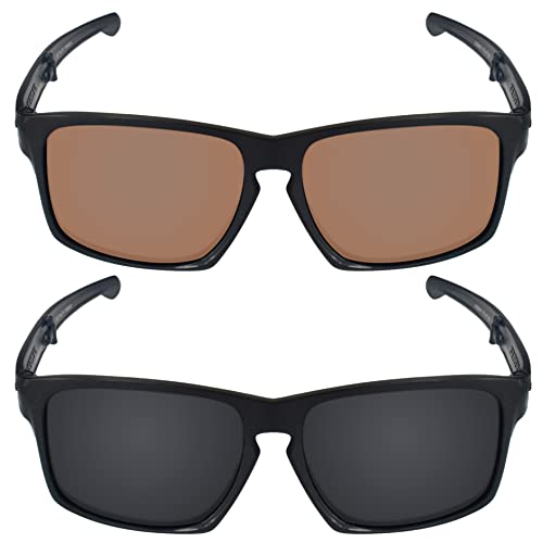 Image of Galvanic Replacement Lenses for Oakley Sliver OO9262 Sunglasses - Amber + Black Polarized - Combo Pack