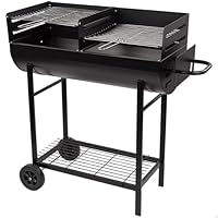 Barbecue A Carbone AKTIVE Doppia Griglia - 100.5x40x88.5cm, Griglie Regolabili, Ruote Per Trasporto