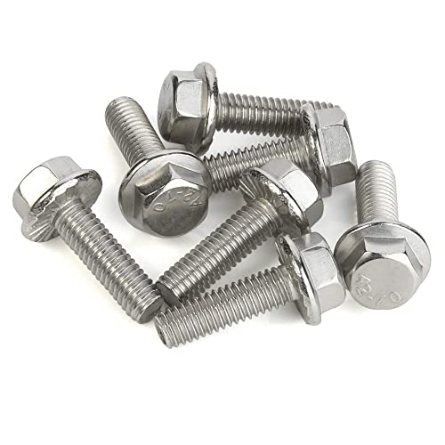Image of Mellewell M5 x 10mm Flanged Hex Head Bolts Flange Hexagon Screws, Stainless Steel A2, DIN 6921, 25 PCS