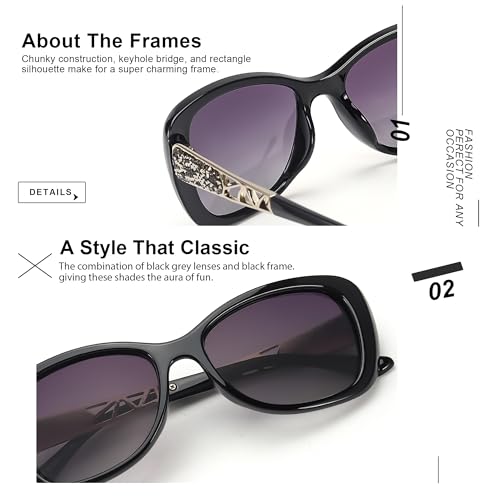 SIPHEW Women Polarized Sunglasses w UV Protection | Womens Vintage Square Wrap Lightweight Shade4