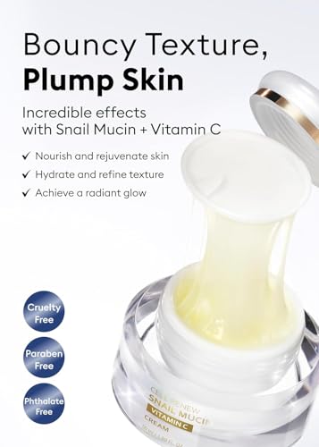Image of MISSHA Cell Renew Snail Mucin Vitamin C Cream 1.69 Fl oz, Hydrating Snail Mucin, Korean Skin Care for Improved Skin Texture & Youthful Glow, Korean Moisturizer, Kbeauty, Paraben Free