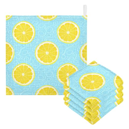 Kigai Yellow Lemons Baby Washcloths,3pcs Ultra Soft Absorbent Towel,Newborn Bath Face Towel, Natural Reusable Baby Wipes for Sensitive Skin, Baby Registry as Shower