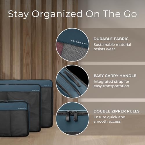 Briggs & Riley Compression Packing Cube Set - Bag Organizer for Check In Suitcase & Luggage, For Women & Men, Pack Accessories for Vacation - Travel Must Haves Collection, 3-Piece, Ocean2
