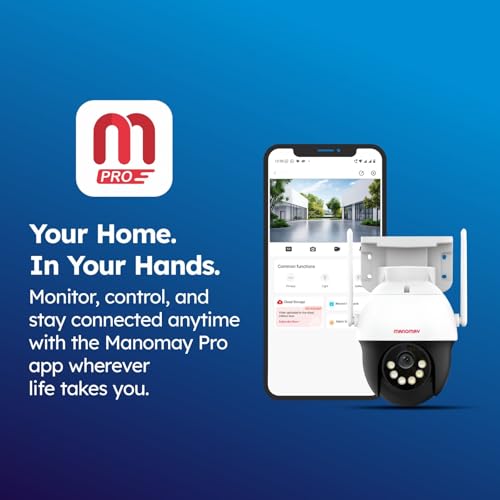 Image of MANOMAY Protect Pro 3MP 4G SIM Security Camera [STQC Approved] 360 Outdoor Pan Tilt CCTV, Smart AI Human Auto Tracking, Color Night Vision, Two-Way Audio, IP66 Waterproof, Alexa, 256GB Memory Card
