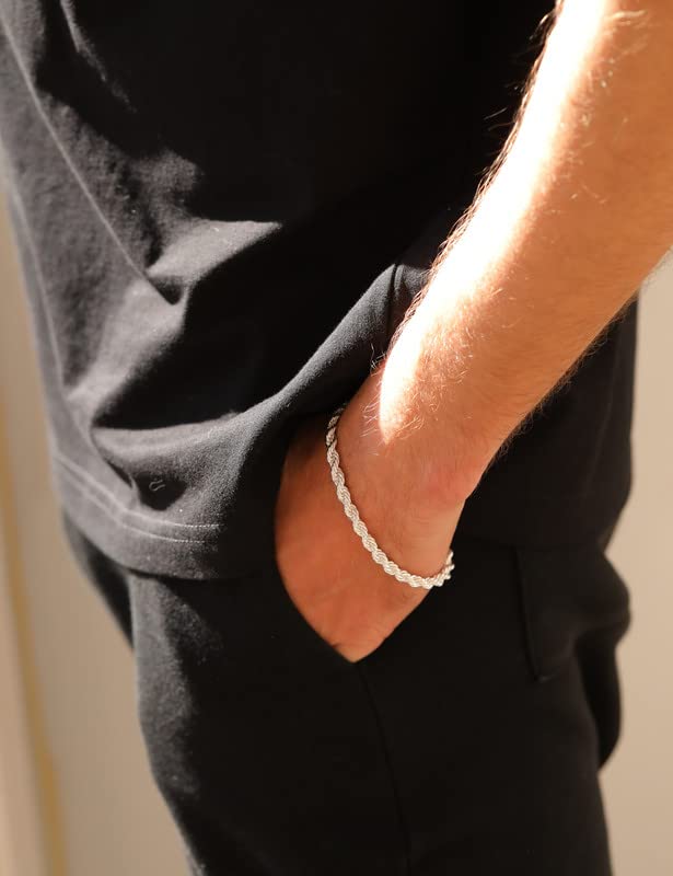 925 Sterling Silver Rope Bracelets 2/3/5mm Silver/Gold Bracelets for Women Rope Chain Bracelet for Men 6.5-9 Inches2