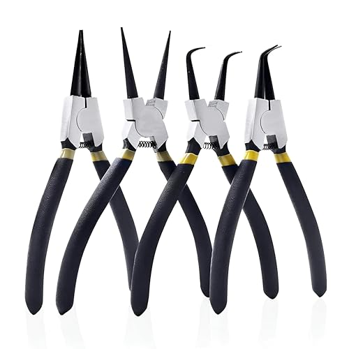 GIZMO Circlip Plier 7" Set of 4 Pcs, Internal Bent Nose Circlip Plier, Interrnal Straight Nose Circlip Plier, External Bent Nose Circlip Plier