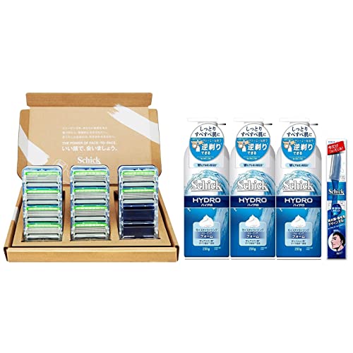 【セット買い】【Amazon.co.jp 限定】Schick(シック) ハイドロ5 カスタム コンフォート 替刃(10コ入) 敏感肌用 5枚刃+Schick(シック) ハイドロシェービングフォームポンプ 250G×3おまけ付き
