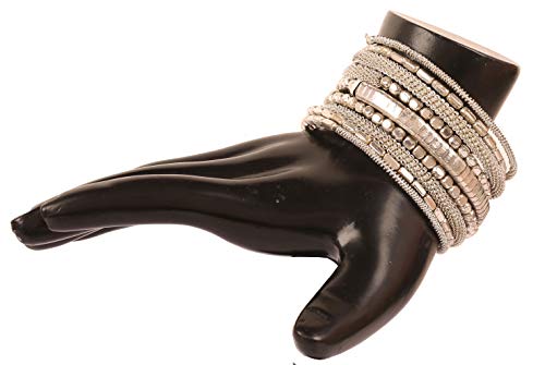 Touchstone New Indian Bollywood Desire Finely Twisted Handcrafted Beaten Metal Dramatic Look Designer Jewelry Slip In Spiral Bracelet In Silver Tone For Women. #TOP1
