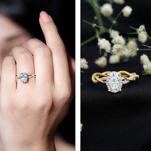 Certified Moissanite 7X9 MM Oval Engagement Ring for Women, D Color VS1 Clarity (With Ready to Gift Jewelry Box)2