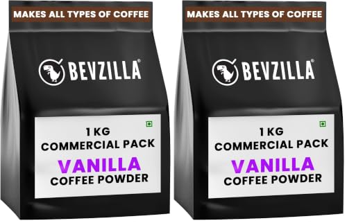 Image of Bevzilla 1kg Vanilla Instant Coffee Powder | Makes 500 Cups | Made For HoReCa (Pack of 2)