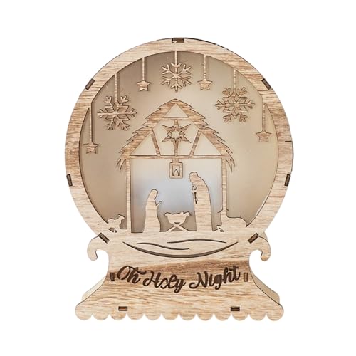 Genérico Juego de belén – Decoraciones navideñas religiosas, de Madera de Mesa de Navidad, de Madera de Navidad con luz LED 3D, Recuerdos de Festivos para mesas, estantes, Regalos de DEC