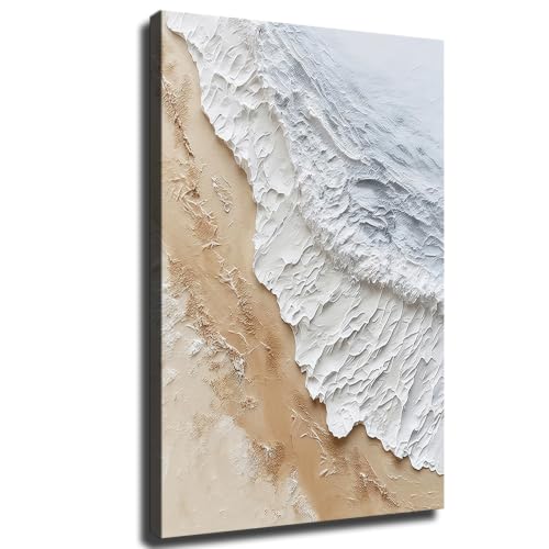 Minimalist Ocean Wave Sand Wall Art (Framed,28×40 inch)