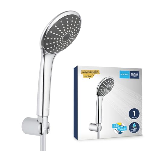 GROHE Vitalio Joy 110 Ensemble de douche avec support mural (Douchette 1 jet Economie d’eau, Support Mural, Flexible de douche VitalioFlex anti-torsion...