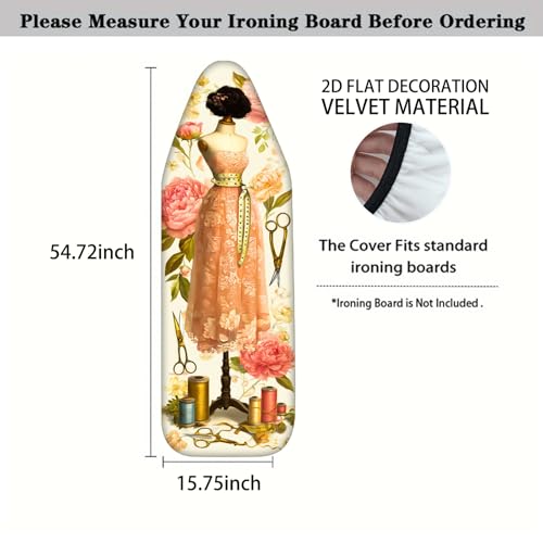 Image of Nuxovilar Lace Dress Form Ironing Board Cover 15x54 Polyester | Iron Pad Scorch Guard laundry helper protective board shield home laundry room craft studio (Lace Dress)