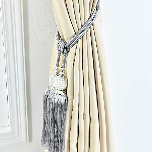 Mibee 1Pair Curtain Tie Voltar Tassel Tie Backs Pérolas Ball Strap Holdbacks