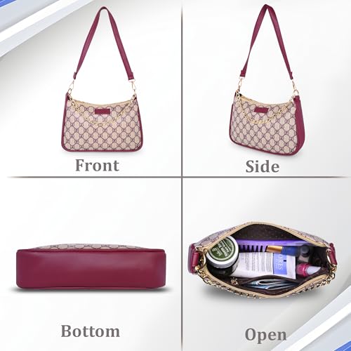 Image of Women's Stylish Printed Shoulder Bag | Trendy Daily Use Handbag with Chain Strap | Lightweight PU Leather Sling Bag for Girls & Women | Spacious & Durable Casual Fashion Purse