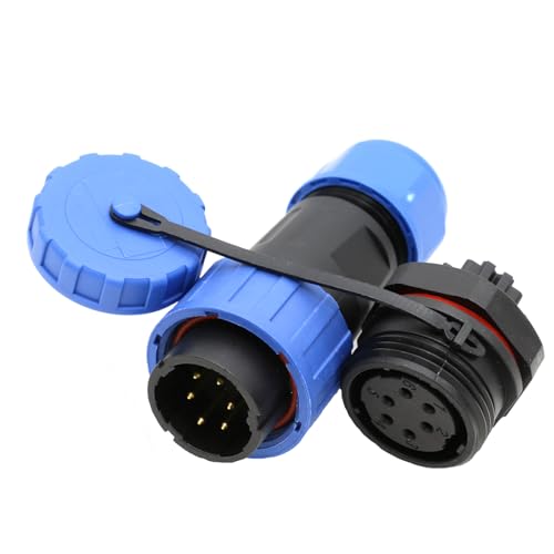 ZBLZGP TY20 6-Pin 5A Screw Crimp Aviation Plug Waterproof Connector Cable Connector Recessed Mounting Socket Dustproof Bulkhead Solderless Quick Disconnect Connector Wire 18AWG Cable Connector - Image 2