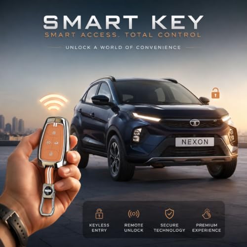 Image of Arika Metal Key Cover Compatible with Tata Nexon | Harrier | Safari | Altroz | Tigor | EV | Punch | Tiago EV Electric 4 Button Smart Key