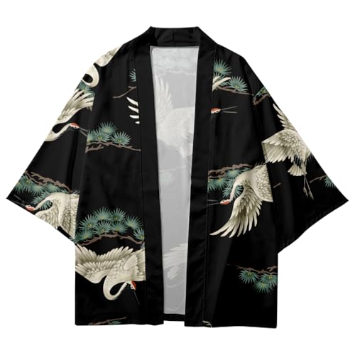 Image of DOVWOER Women's and Men Cardigan Jackets Japanese Kimono Casual Open Front Lightweight Coat