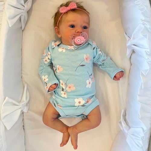 Dawutocap Muñecas de bebé recién nacidas con venas realistas 19 pulgadas muñecas recién nacidas vinilos vívidos gel de sílice rebornados muñecas para niños
