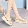 CERYTHRINA Women's Rhinestone Wedge Flip Flops 2.4 inch Summer Platform Sandals