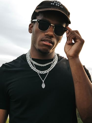 U7 Soccer Necklace for Men Football Baseball Basketball Stainless Steel Chain in Gold Silver Black Color, Shoes Pendant Necklaces for Gym Sport Players Hip Hop Jewelry, 22 Inch2