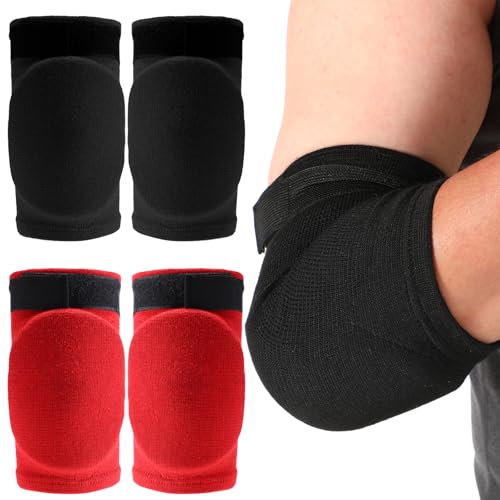 JolliLudo 2 Pairs Muay Thai Elbow Pads for Muay Thai Kick Boxing Wrestling Basketball Adjustable Elbow Protector Avoid Abrasions Bruises Sprains During Training to Ensure Sports Safety for Man(Red)