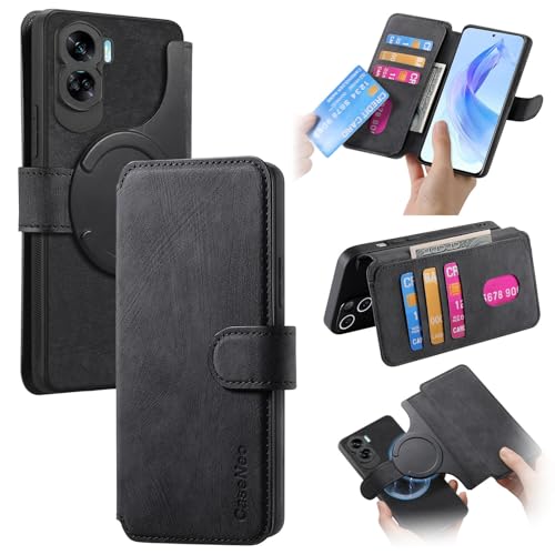 Rfvzubemok Compatible with Huawei Nova 10 Case,Compatible with Huawei Nova 10 4G NCO-AL00 NCO-LX1 NCO-LX3 Card Holder Magnetic Stand 2 in 1 Wallet Phone Cover Black
