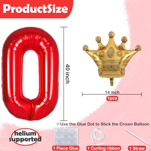 Image of Red 2 Balloon Number Red Theme Birthday Decorations for Girls Boys, Crown Balloons Foil Mylar Large 40 inch 2 Birthday Balloon for Circus 2nd Party Decorations Supplies (Number 2 balloons)