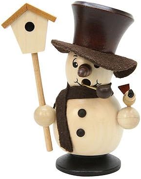 German Incense Smoker Snowboy with Birdhouse natural colors - 10,5cm / 4 inch - Christian Ulbricht
