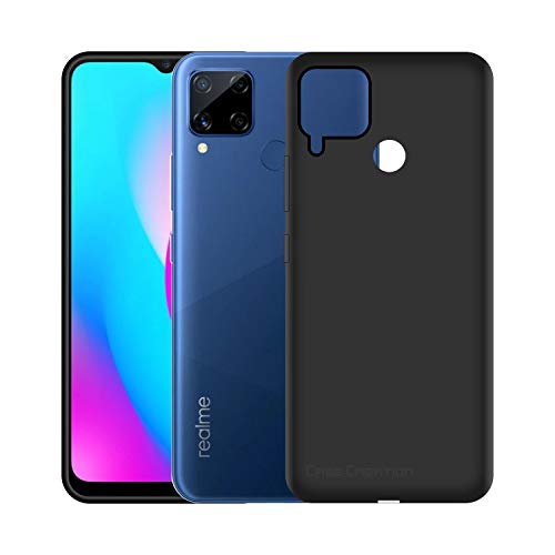 Image of Case Creation Liquid TPU Silicone Cover for Realme C12 Pro Soft Case,Anti-Dirty Slim Case Frosted Matte Cute Candy TPU Raised Bezel (Splash of Color) Back Case Cover for Realme C12 Pro -Black