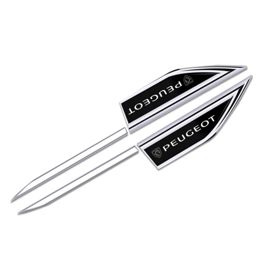 2 szt. Metalowe emblematy z logo noża bocznego naklejki, do Peugeot 107 108 206 207 207 CC 208 307 307 CC 308 308 CC 406 407 akcesoria samochodowe, A/czarny