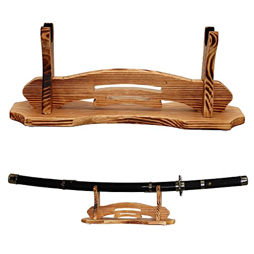 BiJun Sword Stand Katana Holder, Samurai Sword Stand Display Stand Katana Stand Samurai Sword Holder Stand Rack Display Wall Mounted Hook for Katana Wakizashi Tanto Support All Swords (1 Tier)
