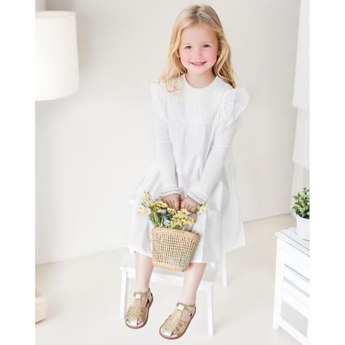 Image of Felix & Flora Toddler Girls Sandals Soft Rubber Princess Flat Shoes Flower Girl Shoes