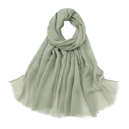 TrendzAuraFashionable Women's Plain Viscose Cotton Hijab with Sequins - Full Size Headscarf, Stole, and Wrap - 100% Soft and Stylish - 80 x 180 CM