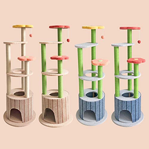 Sennaux 51In Cat Tree Multi-Level Cat Tower Cat Condo Cat Activity Tree With Sisal Scratching Post Cat Climbing Flower Tower House For Cats Kittens Pets 6 Layers(Blue&Red) #TOP5