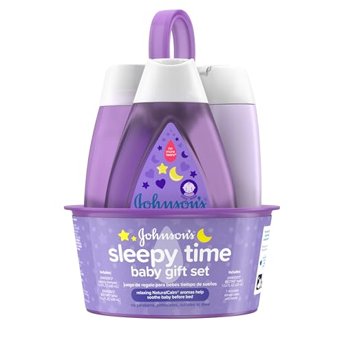 Image of Johnson's Sleepy Time Bedtime Baby Gift Set with Relaxing NaturalCalm Aromas, Bedtime Baby Bath Shampoo, Wash & Lotion Essentials, Hypoallergenic & Paraben-Free, 4 Items