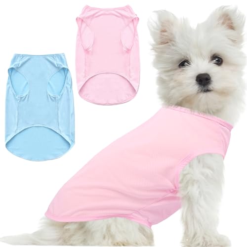 Nanaki 2 Pack Stretchy Dog Shirts- Breathable Dog Tee Shirt, Lightweight Quick Dry Tank Top Sweatshirt, Pullover Vest Pajamas, Ideal for Sun Protection Spring Summer