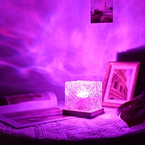 Image of 2 Pack Northern Lights Ocean Wave Projector Light, Galaxy Light Projector, 16 Colors Gradual Rotating Flame Water Ripple Ambient Night Light Non-Wood for Bedroom, Room Decor, Kids Room ((Plug-in))