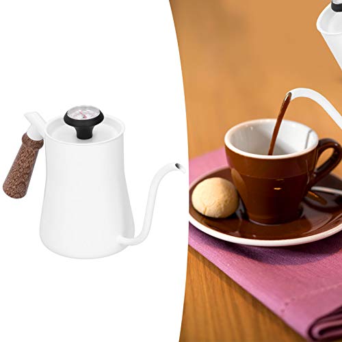 Chaleira de café, bule de pescoço de ganso com termômetro, bico longo e estreito de aço inoxidável c